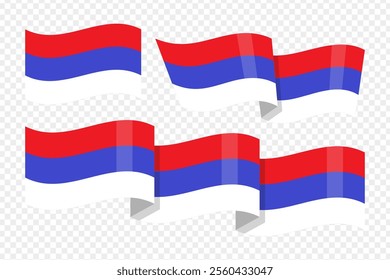 Vector illustration of wavy Republika Srpska flag on transparent background