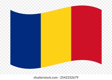 Ilustración vectorial de la bandera ondulada de Rumania sobre fondo transparente