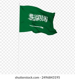 Vector illustration of wavy Saudi Arabia flag on transparent background