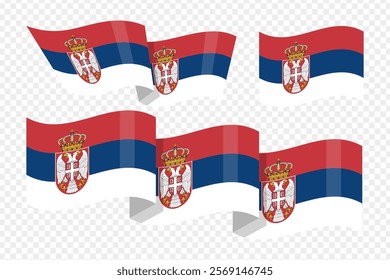 Vector illustration of wavy Serbia flag on transparent background