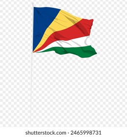 Vector illustration of wavy Seychelles flag on transparent background