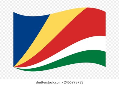 Vector illustration of wavy Seychelles flag on transparent background
