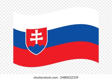 Vector illustration of wavy Slovakia flag on transparent background