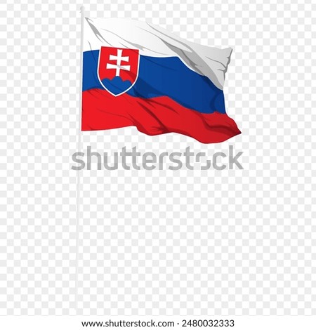 Vector illustration of wavy Slovakia flag on transparent background