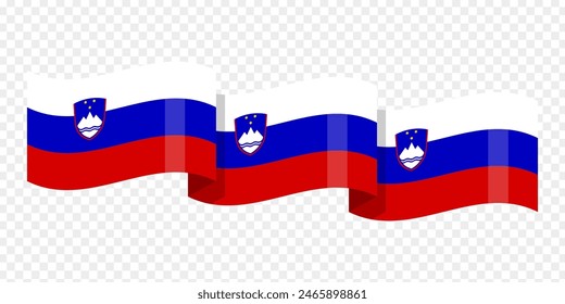 Vector illustration of wavy Slovenia flag on transparent background