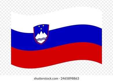 Vector illustration of wavy Slovenia flag on transparent background