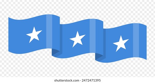 Vector illustration of wavy Somalia flag on transparent background