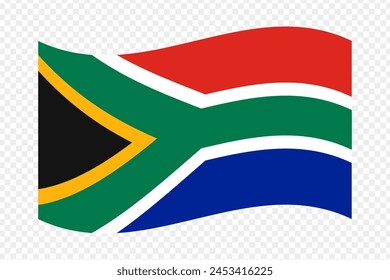 Vector illustration of wavy South Africa flag on transparent background