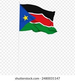 Vector illustration of wavy South Sudan flag on transparent background