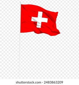 Vector illustration of wavy Switzerland flag on transparent background