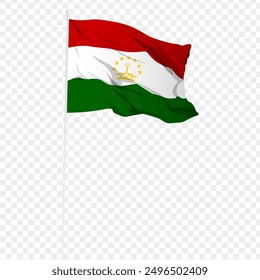 Vector illustration of wavy Tajikistan flag on transparent background