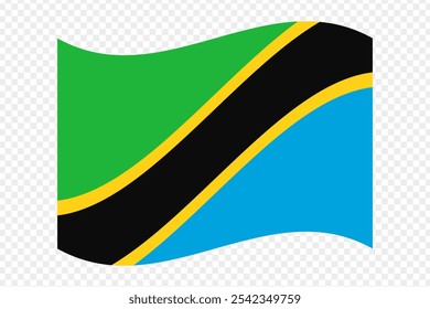 Vector illustration of wavy Tanzania flag on transparent background