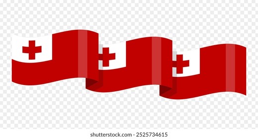 Ilustración vectorial de la bandera ondulada de Tonga sobre fondo transparente