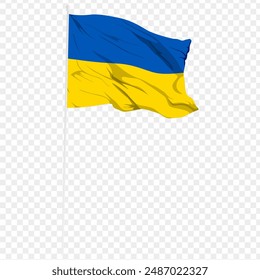 Ilustración vectorial de la bandera ondulada de Ucrania sobre fondo transparente