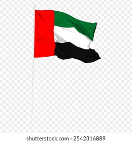 Vector illustration of wavy United Arab Emirates flag on transparent background