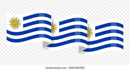 Vector illustration of wavy Uruguay flag on transparent background