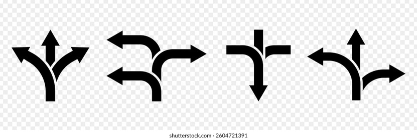 Vector illustration of Way direction icon set isolated on transparent background