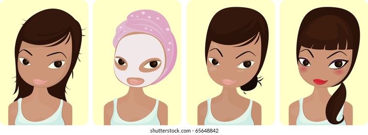 Vector illustration of the way to make up.