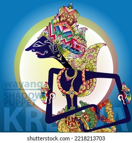 Vector illustration, wayang Kresna shadow puppets character.