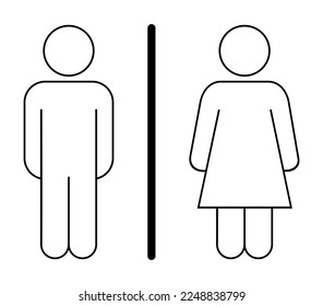 vector illustration of wc bathroom toilet sign line black icon on white background