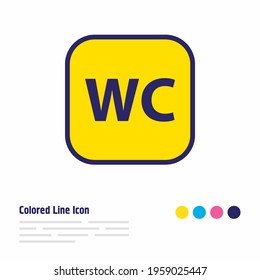 Vector illustration of wc icon colored line. Beautiful vacation element also can be used as toilet icon element.
