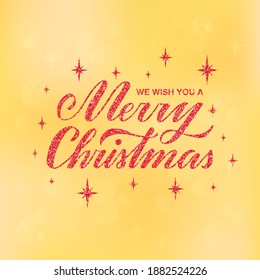 Vector illustration of we wish you a merry christmas lettering for banner, poster, greeting card, sign board, souvenirs, stickers, clothes design. Handwritten calligraphic text for web or print
