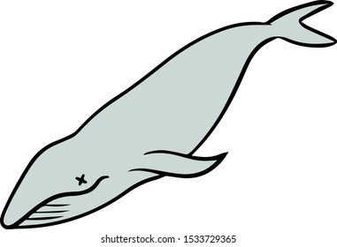 Vector illustration of weakened whale