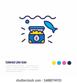 Vector illustration of wealth icon colored line. Beautiful sea element also can be used as underwater treasure icon element.