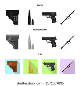 Vector illustration of weapon and gun icon. Set of weapon and army stock symbol for web.