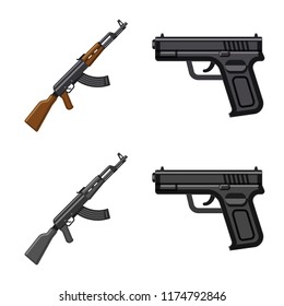 Vector illustration of weapon and gun icon. Collection of weapon and army vector icon for stock.