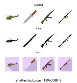 Vector illustration of weapon and gun icon. Collection of weapon and army stock symbol for web.