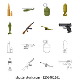 Vector illustration of weapon and gun icon. Collection of weapon and army stock vector illustration.