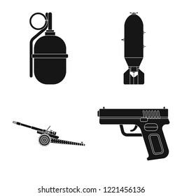 Vector illustration of weapon and gun icon. Set of weapon and army stock symbol for web.