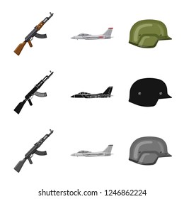 Vector illustration of weapon and gun icon. Collection of weapon and army stock symbol for web.