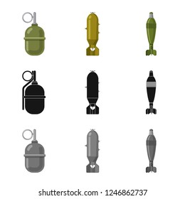 Vector illustration of weapon and gun icon. Collection of weapon and army stock vector illustration.