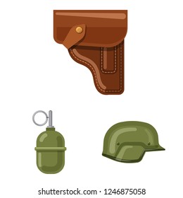 Vector illustration of weapon and gun icon. Set of weapon and army stock vector illustration.