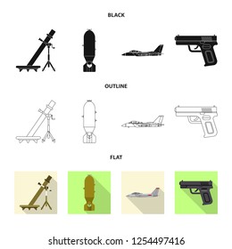 Vector illustration of weapon and gun icon. Collection of weapon and army stock symbol for web.