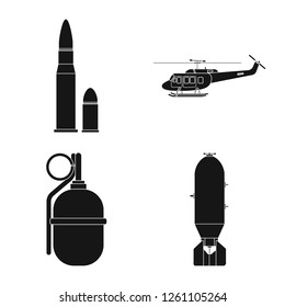 Vector illustration of weapon and gun icon. Set of weapon and army stock symbol for web.