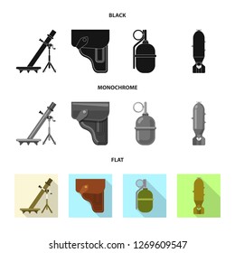 Vector illustration of weapon and gun icon. Set of weapon and army stock symbol for web.