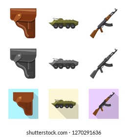 Vector illustration of weapon and gun icon. Collection of weapon and army stock symbol for web.