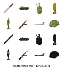 Vector illustration of weapon and gun icon. Collection of weapon and army stock vector illustration.
