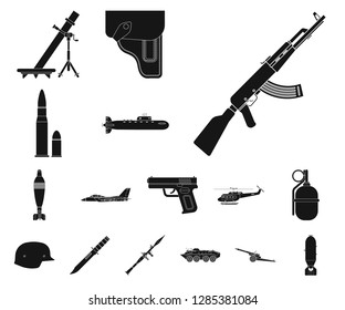 Vector illustration of weapon and gun icon. Collection of weapon and army vector icon for stock.