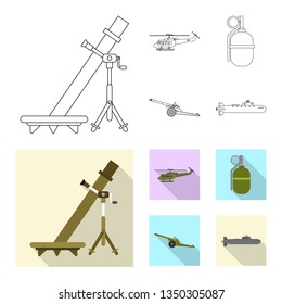 Vector illustration of weapon and gun icon. Collection of weapon and army stock symbol for web.