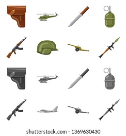 Vector illustration of weapon and gun icon. Collection of weapon and army stock vector illustration.