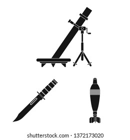 Vector illustration of weapon and gun icon. Set of weapon and army stock symbol for web.
