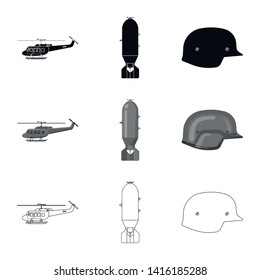 Vector illustration of weapon and gun icon. Collection of weapon and army vector icon for stock.