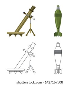 Vector illustration of weapon and gun icon. Collection of weapon and army stock vector illustration.