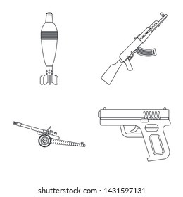 Vector illustration of weapon and gun icon. Collection of weapon and army stock symbol for web.