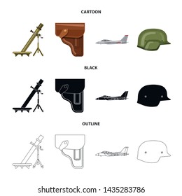 Vector illustration of weapon and gun icon. Collection of weapon and army vector icon for stock.