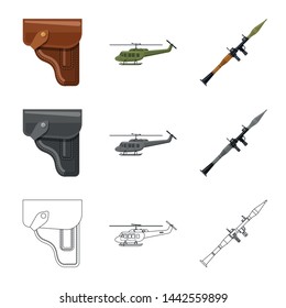 Vector illustration of weapon and gun icon. Collection of weapon and army stock vector illustration.
